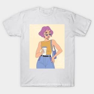 Cool girl with a coffee T-Shirt